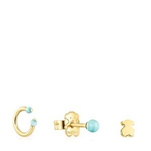 Authentic Tous Pack of Batala Earrings in Gold Vermeil with Howlite 918543640